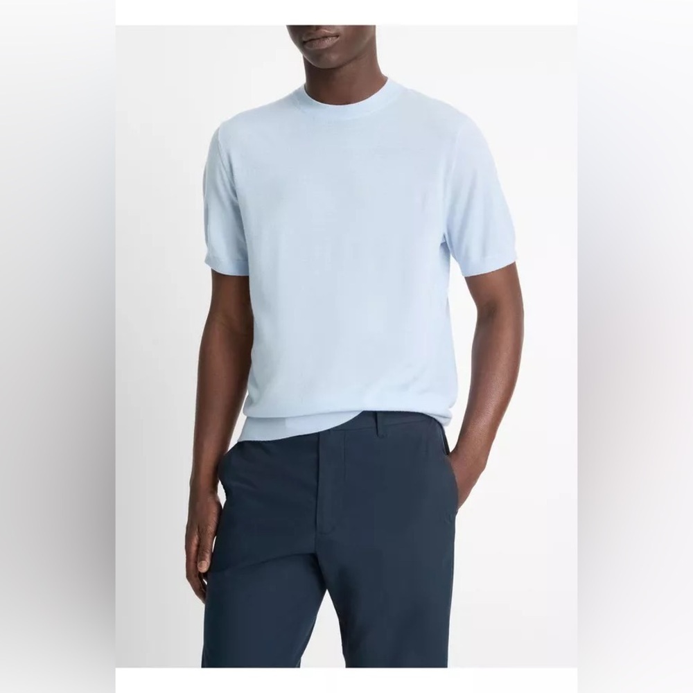 Vince Men's Featherweight Wool-Cashmere Short-Sleeve Crewneck Sweater